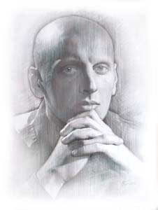 шаржист на свадьбу в Минске задумчивый мужчина